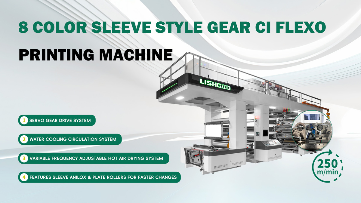 8 Color Sleeve Style Gear CI Flexo Printing Machine